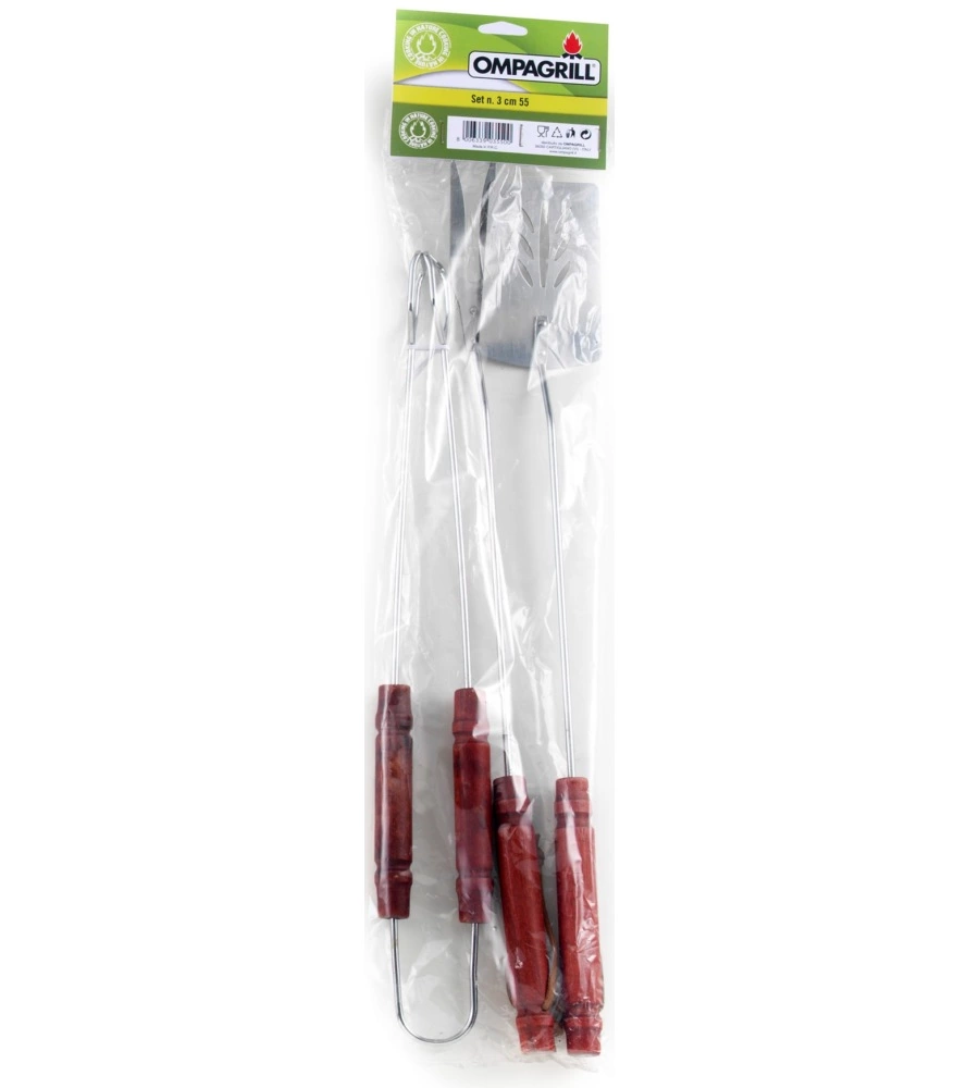 SET 3 UTENSILI PER BARBECUE IN ACCIAIO INOX